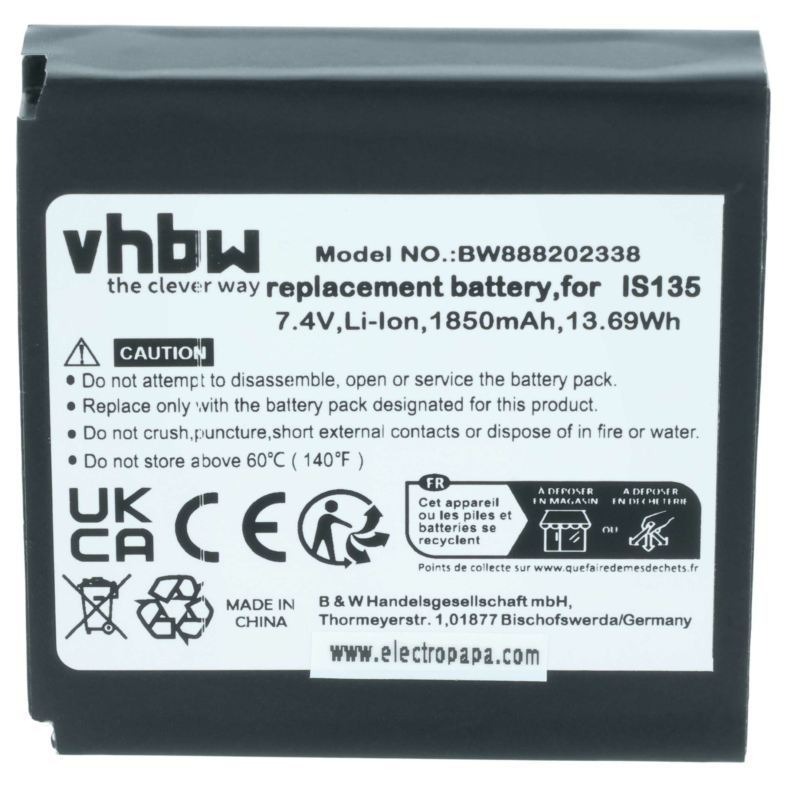 Bateria vhbw para Pax IS135, 25B1001 - Scanner POS 1850 mAh 7.4 V - Image 3