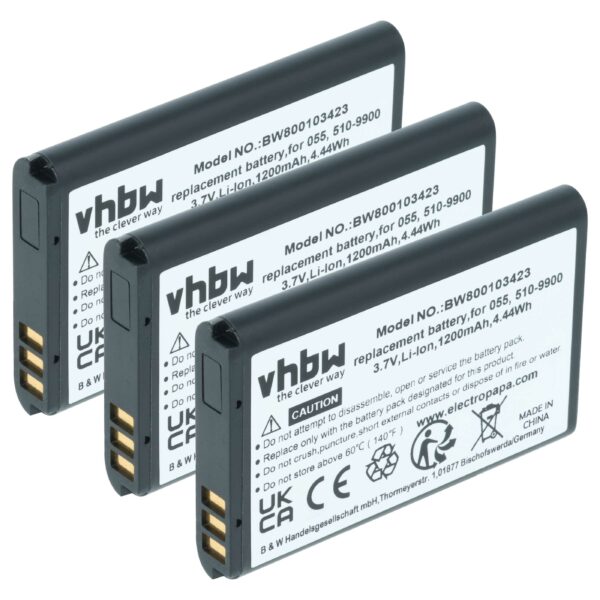 Bateria vhbw para câmara Liquid Image 510-9900, 055 (1200 mAh, 3.7 V, 3 unidades)