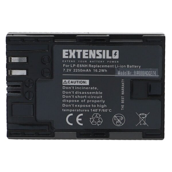 Bateria EXTENSILO LP-E6 / LP-E6NH para Canon - 2250mAh, 7.2V, Li-Ion