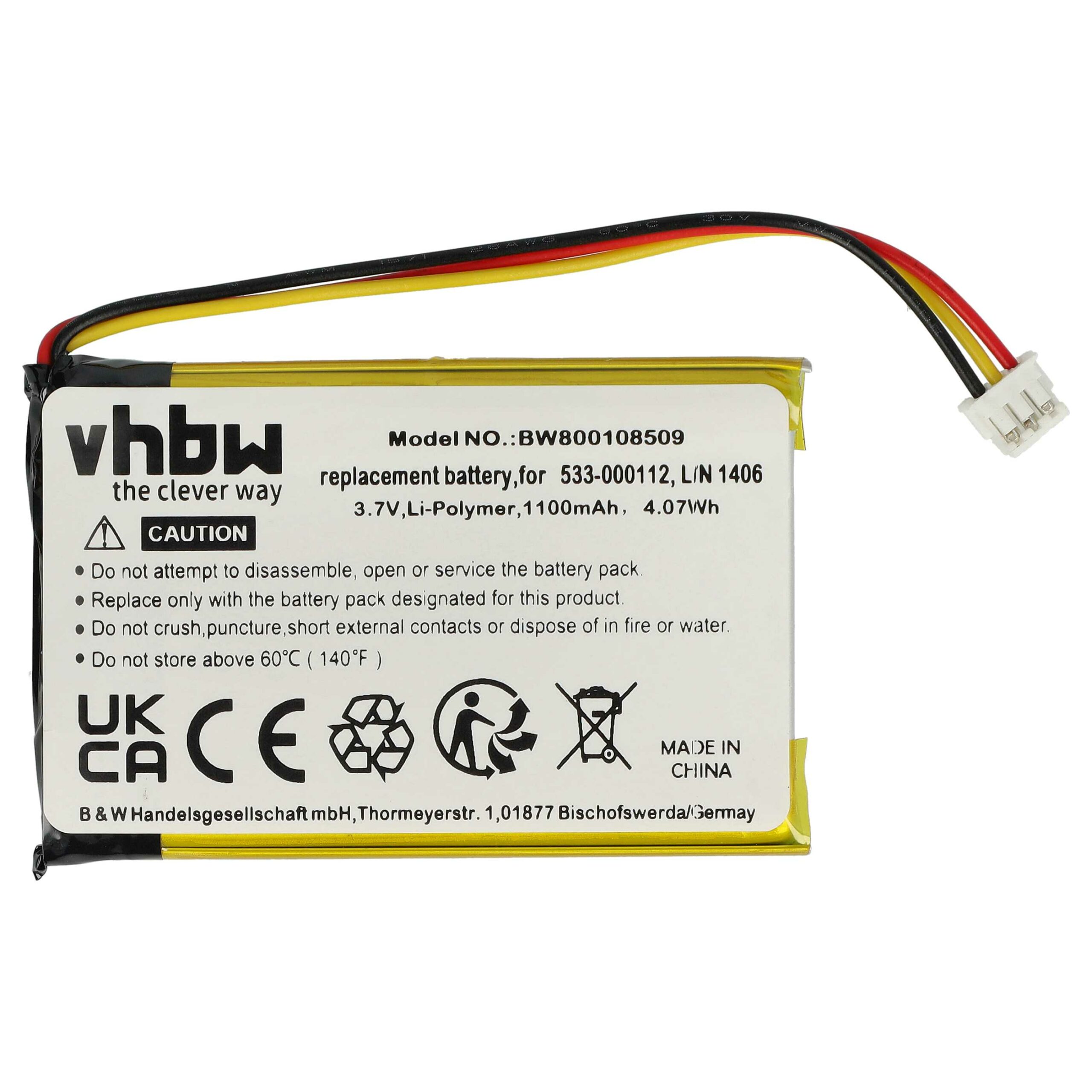 Bateria vhbw para Teclado Sem Fios Logitech K830, K830 Illuminated - 1100 mAh 3.7 V - Image 3