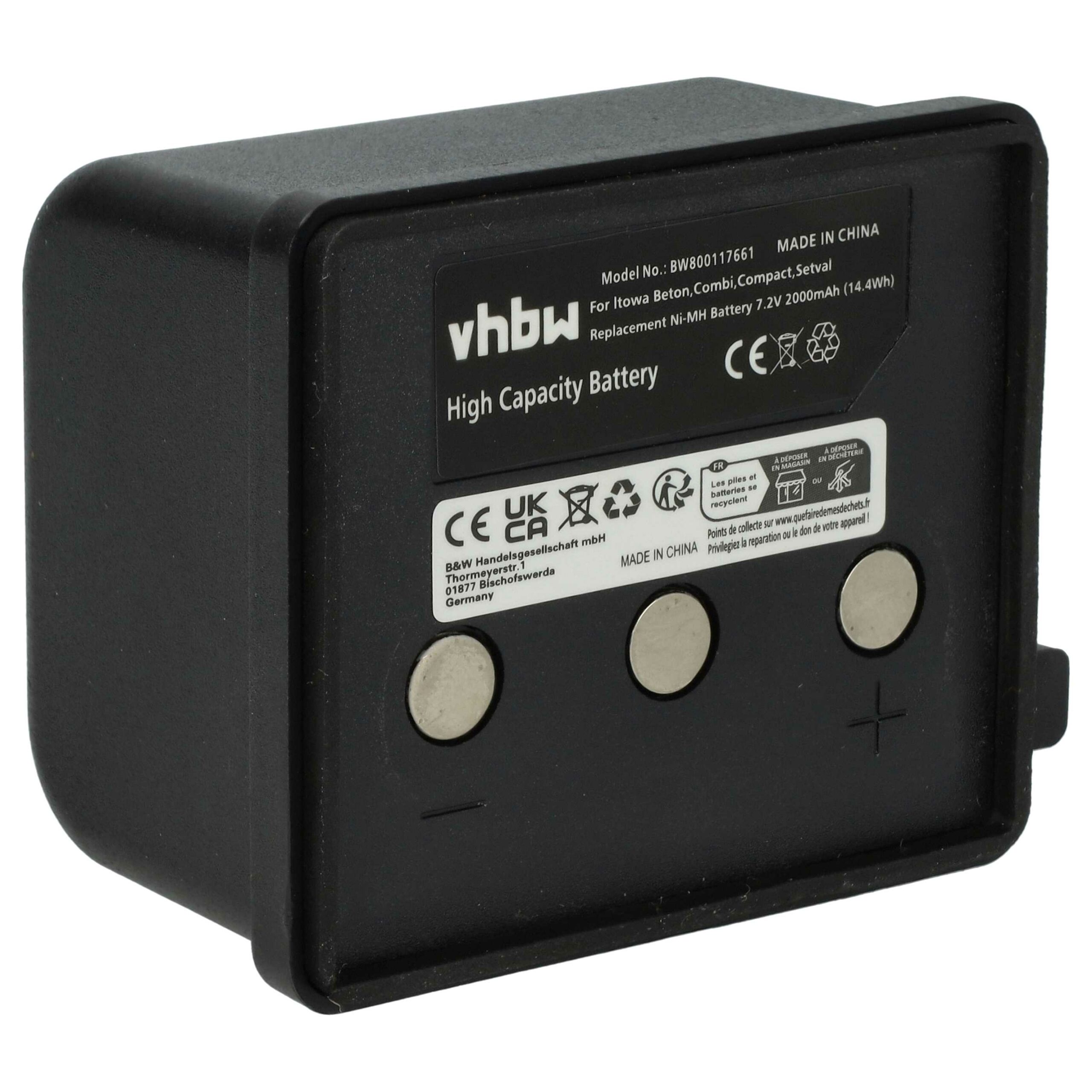 Bateria vhbw para Controlo Remoto Itowa BT7223, BT7223MH 2000 mAh 7.2 V NiMH