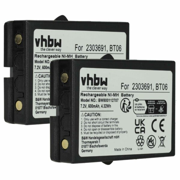 2x Bateria de Substituição para Danfoss 2303691, Telecomando BT06 - 600 mAh