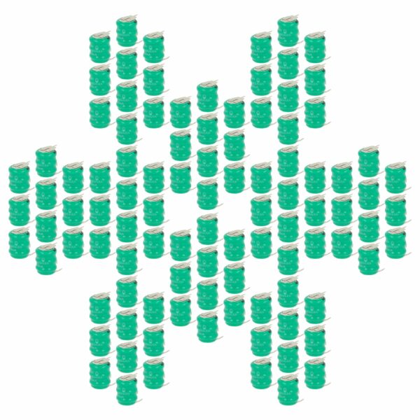 100x Bateria Tipo Botão V80H com 3 Contactos - 80 mAh 3.6V NiMH vhbw