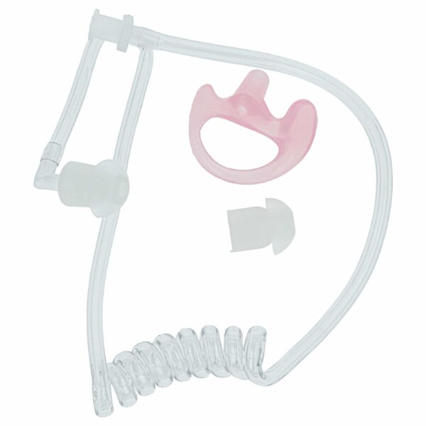 Tubo de Áudio para Headset de Rádio - Silicone Espiral Transparente (Incluindo 2 Tampas e Auricular Tamanho M)