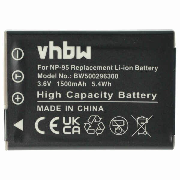 Bateria vhbw compatível Fujifilm NP-95 - 1500mAh, 3.6V, Li-Ion