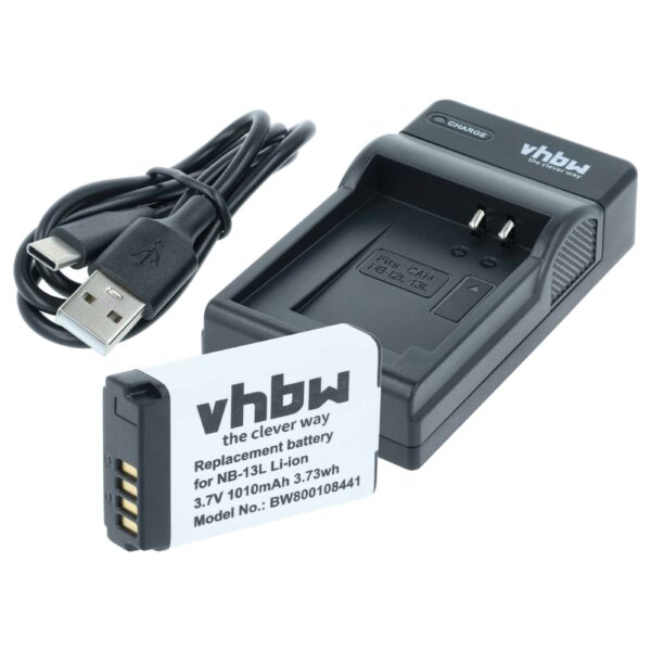 Bateria e Carregador vhbw para Câmaras Canon - Substitui NB-13L