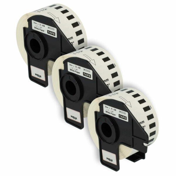 3x Rolo de Etiquetas Compatível Brother DK-22225 - 38 mm x 30.48 m + Suporte