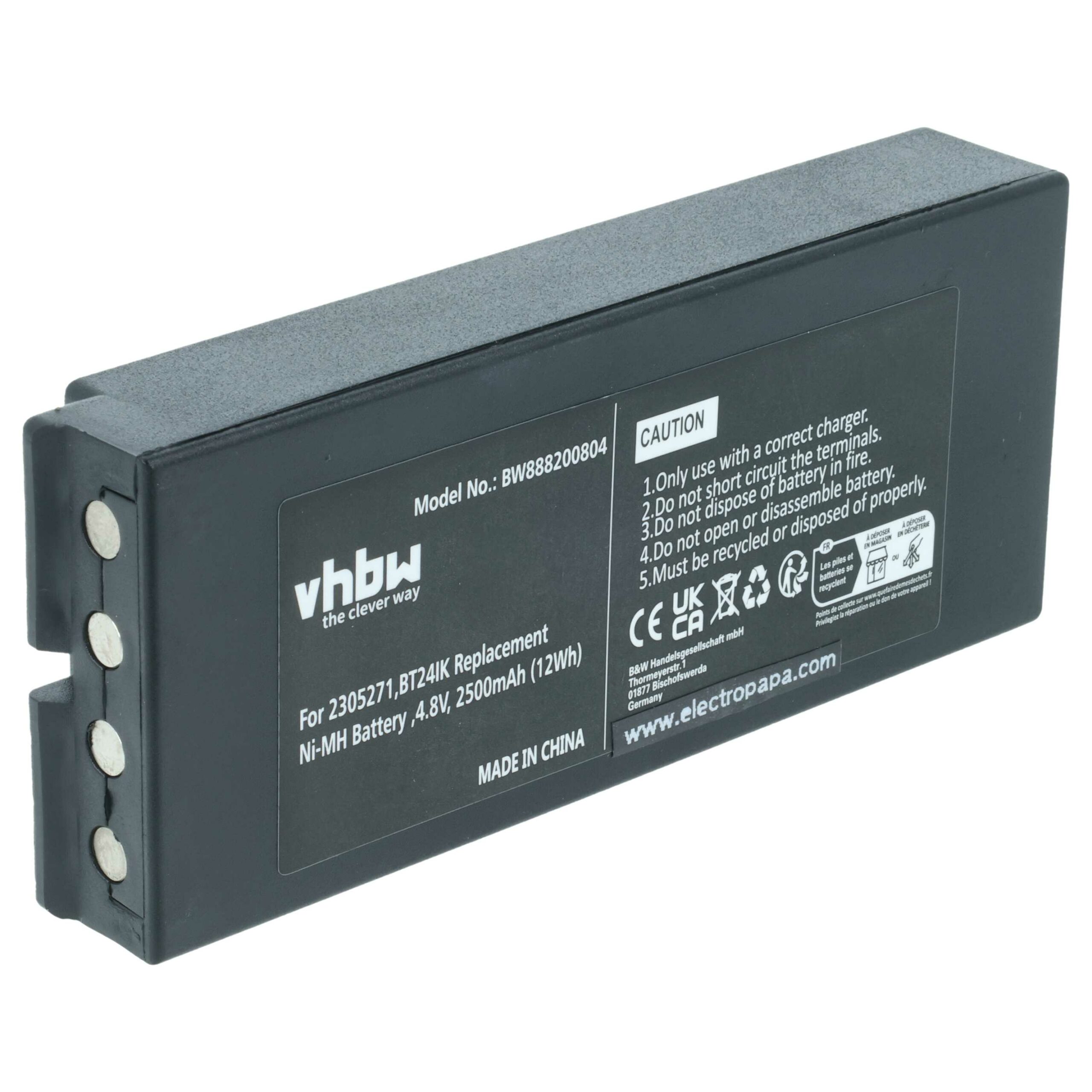Bateria de Substituição vhbw para Danfoss 2305271, Telecomando Ikusi BT24IK - 2500 mAh