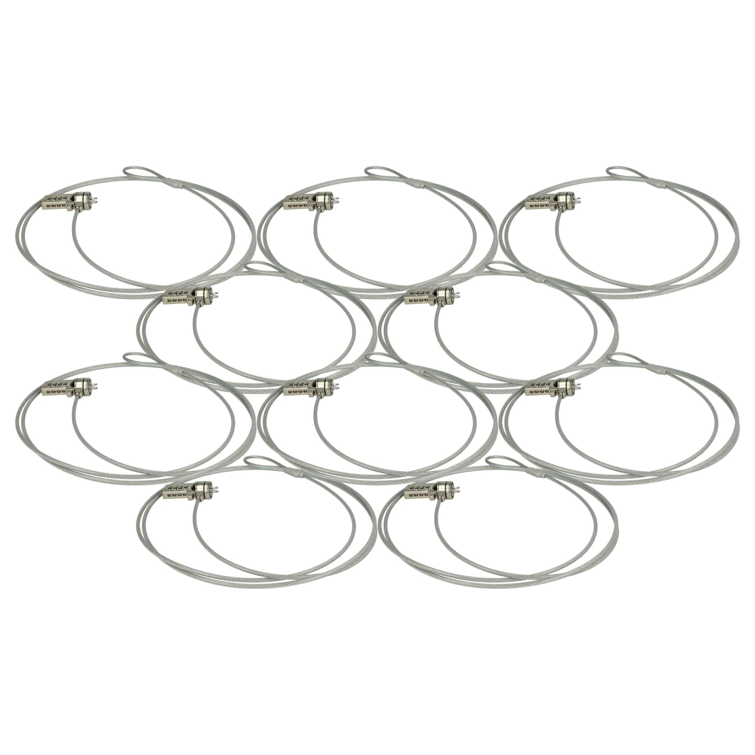 10x Cadeado Kensington para Portátil, Notebook - Cabo de Aço com Código, 1.8 m