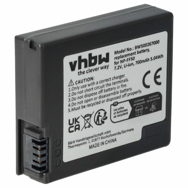Bateria para Câmara Vídeo Sony NP-FF51, NP-FF50 - 700 mAh 7.2 V Li-Ion vhbw