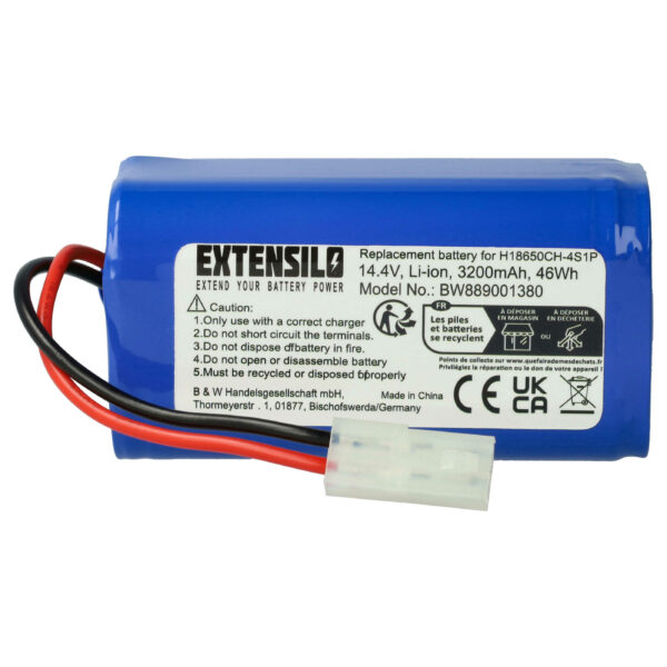 Bateria EXTENSILO para Aspiradores Robôs Panasonic, Xiaomi, Phicomm - 3200mAh 14.4V Li-Ion