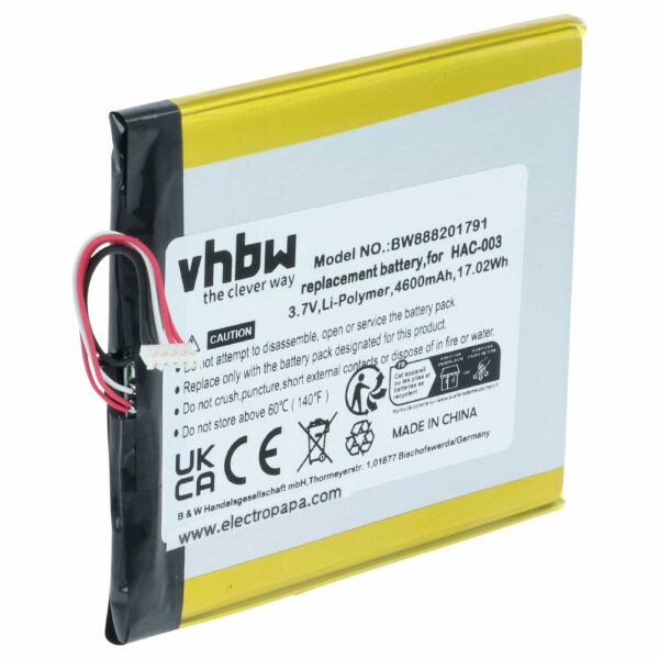 Bateria vhbw para Consola de Jogos Nintendo Switch 4600 mAh 3.7 V Li-polymer