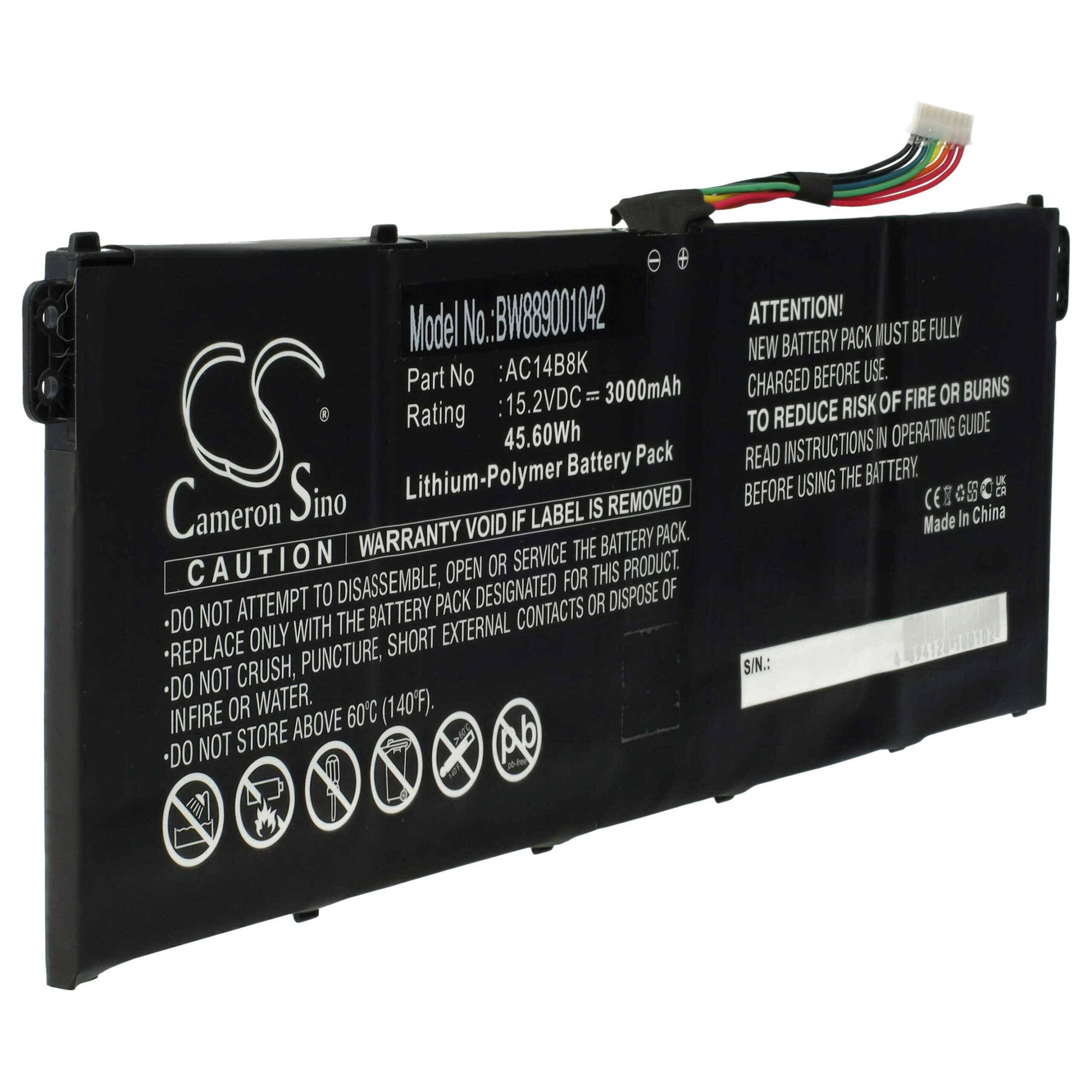 Bateria vhbw para Asus, Gateway, Acer e Packard Bell - 3000 mAh 15.2V Li-polymer - Image 3