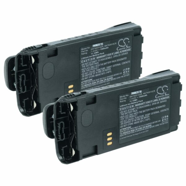 Bateria vhbw para Rádios Motorola NNTN5510 - 1500 mAh 7.4 V Li-Ion com Clipe de Cintura (Pack 2x)