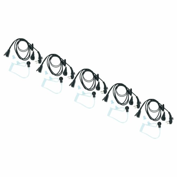 Pack 5x Auricular de Segurança para Rádios Hytera PD500 - com Microfone PTT, Clip e Cabo