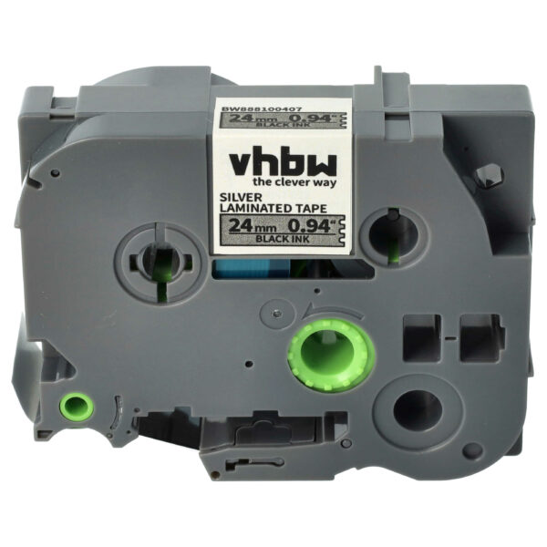 Fita de Etiquetas vhbw Substitui Brother TZE-951 - 24 mm Preto sobre Prateado