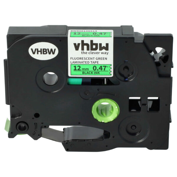 Fita de Etiquetas vhbw Compatível com Brother TZ-D31, TZE-D31 - 12 mm Preto sobre Verde Neon