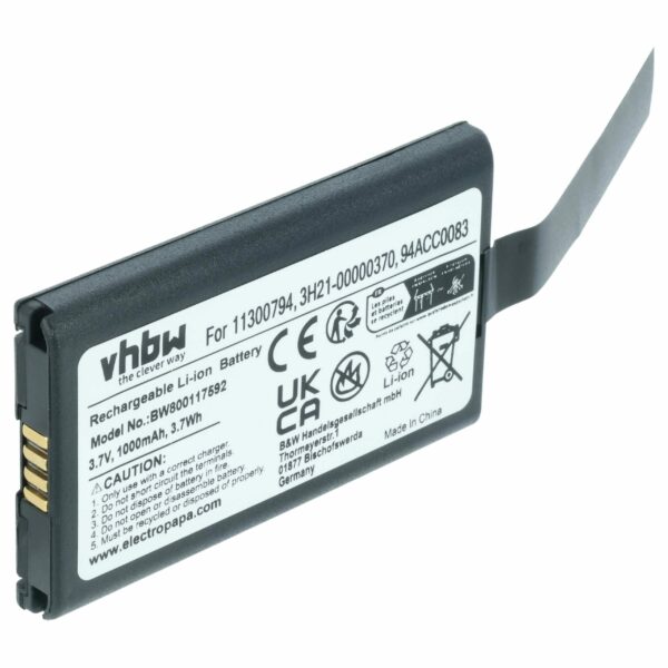 Bateria vhbw para Datalogic Barcode Scanner POS - 1000 mAh 3.7 V (substitui 11300794, 3H21-00000370)