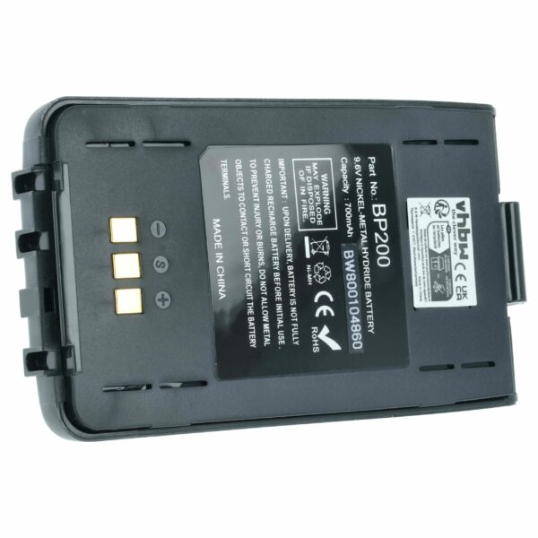 Bateria vhbw 750 mAh 9.6V NiMH para Rádios Icom BP-200, BP-200L, BP-200H, BP-200XL, BP-200M com Clipe