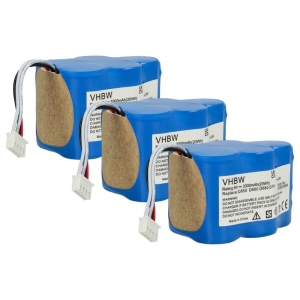 3x Baterias vhbw para Hoover / Ecovacs (3300mAh, 6V, NiMH)