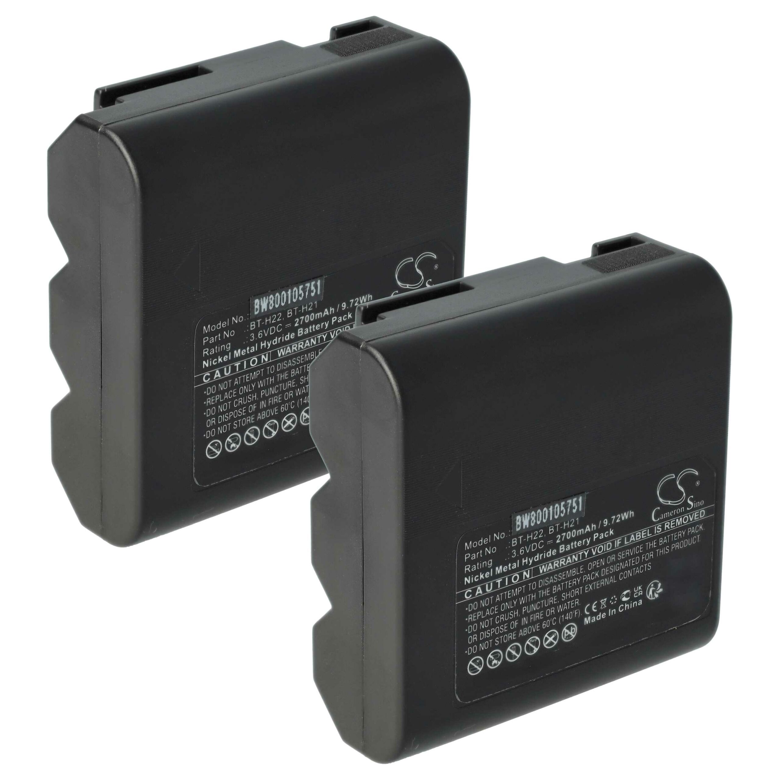 Pack 2 Baterias vhbw para Câmara Sharp BT-H21U, BT-H21 - 2700 mAh 3.6 V NiMH