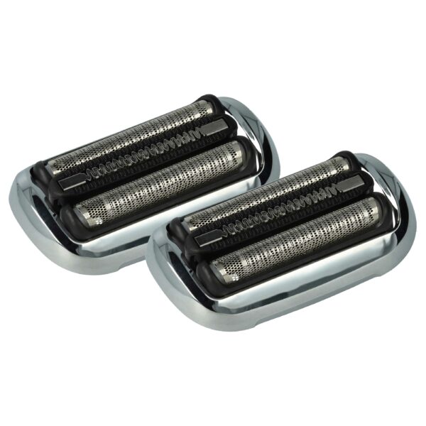2x Cabeças de Corte Substituição Braun 73S, 81746548 para Máquina de Barbear Elétrica Braun, Preto/Branco/Prateado