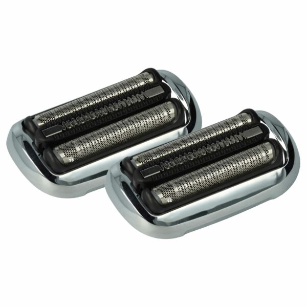 2x Cabeças de Corte Substituição Braun 73S, 81746548 para Máquina de Barbear Elétrica Braun, Preto/Branco/Prateado