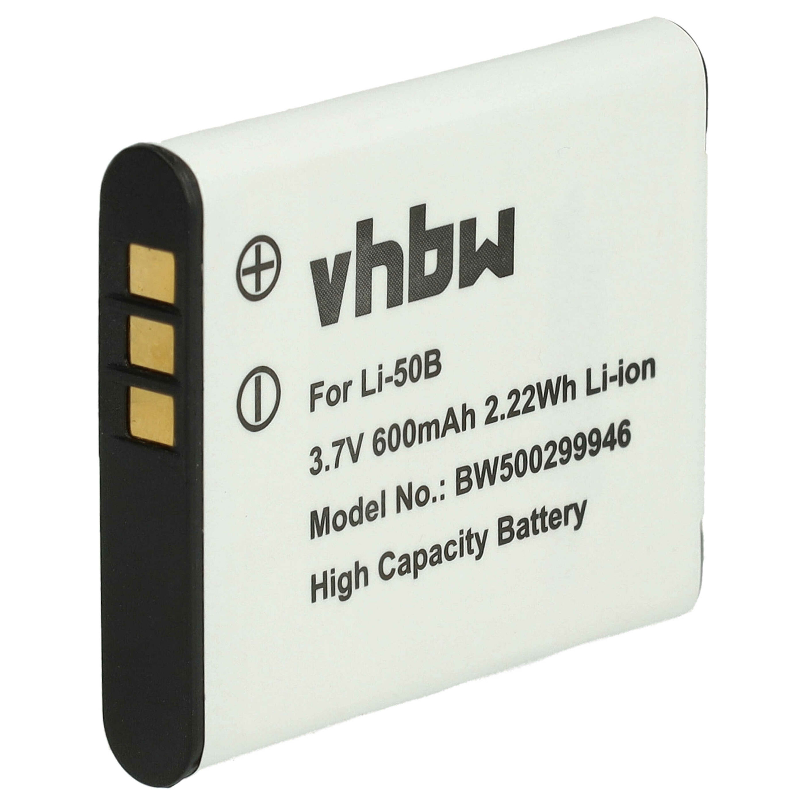 Bateria vhbw compatível com Casio NP-10, NP-150 - 600mAh, 3.7V, Li-Ion - Image 3