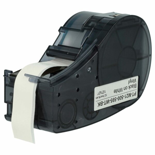 Fita de Etiquetas Compatível com Brady M21-500-595-WT - 12,7 mm Preto sobre Branco, Vinil