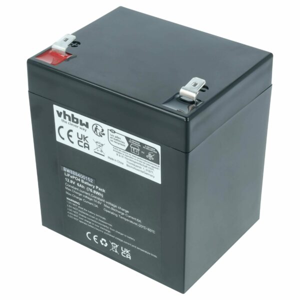 Bateria vhbw LiFePO4 6000 mAh para colunas Flymo, LD Systems, The Box e SAI APC (substitui RBC44, RBC43, RBC140)