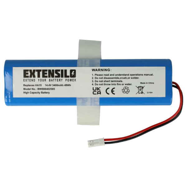 Bateria de substituição EXTENSILO para iLife SUN-INTE-202 – 3400mAh, 14.4V, Li-Ion
