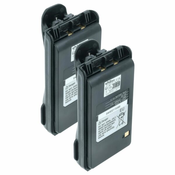 Bateria vhbw 2x compatível com Icom BP-265LI, BP-265 - 2200 mAh 7.4V Li-Ion + Clipe de Cintura