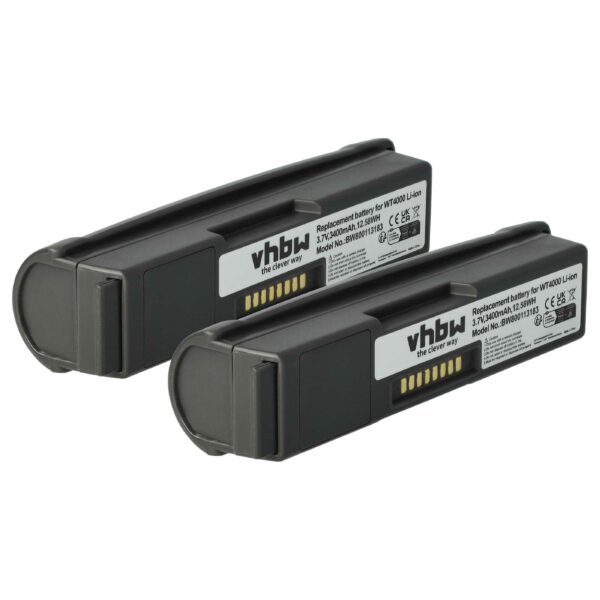 2x Bateria vhbw para Symbol Zebra 55-000166-01, 82-90005-03 - Scanner POS 3400 mAh 3.7 V