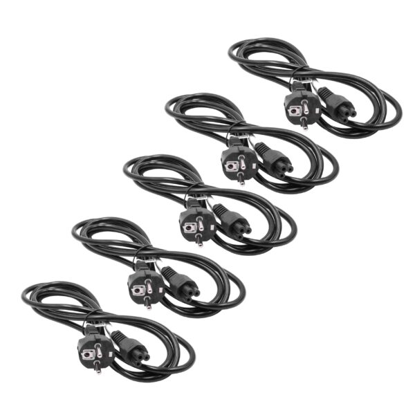 Cabo de Alimentação C5 com Ficha Euro vhbw para Aspirador Vorwerk VR300 - 2 m (Pack 5 unidades)