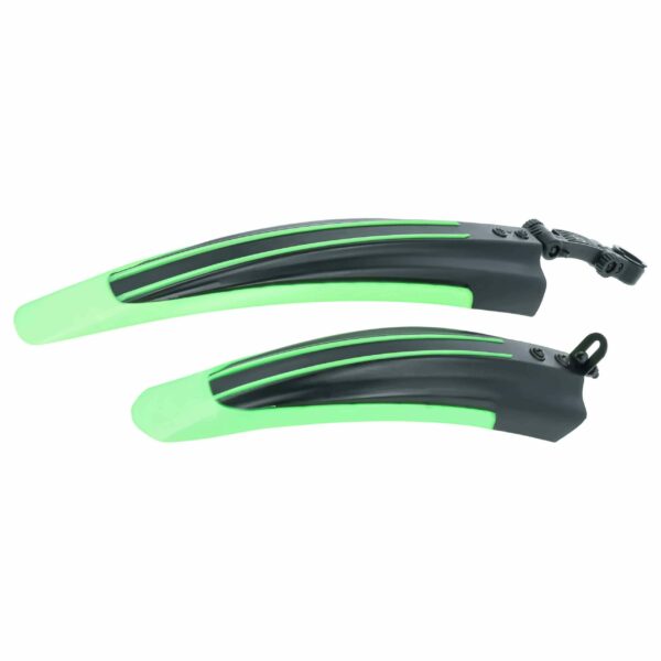 Kit 2x Proteções de Lama para Rodas Dianteira e Traseira - Bicicletas de Montanha 24/26" - Preto/Verde vhbw