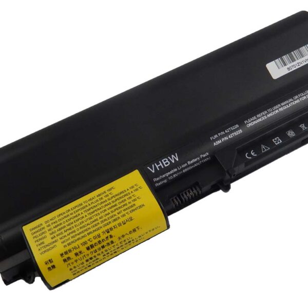 Bateria para Portátil IBM compatível com 42T5262, 42T5229, 42T5230, 41U3197, 41U3198 - 6600 mAh 10.8 V Li-Ion