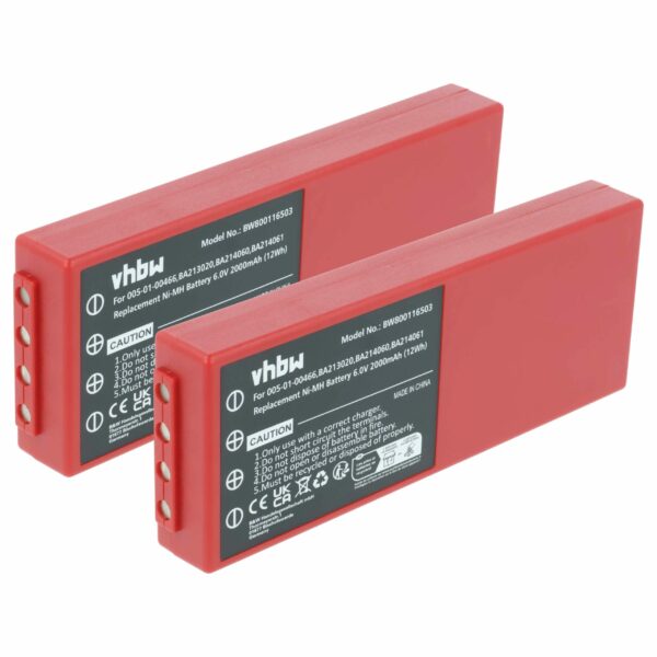 Bateria de Substituição vhbw para Telecomando Industrial HBC BA210 - 2x 2000 mAh NiMH