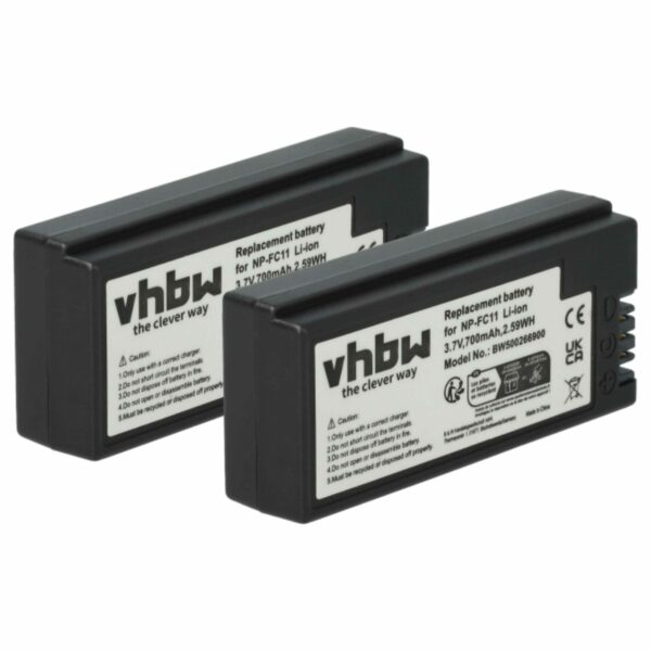 2x Bateria compatível Sony NP-FC10, NP-FC11 - 700mAh, 3.6V, Li-Ion