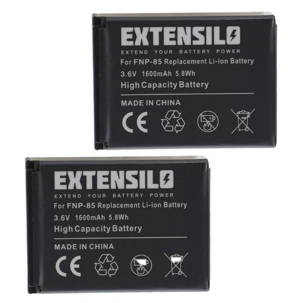 2x Baterias EXTENSILO para Aiptek NP-170, CB-170, Toshiba Camileo - 1600mAh