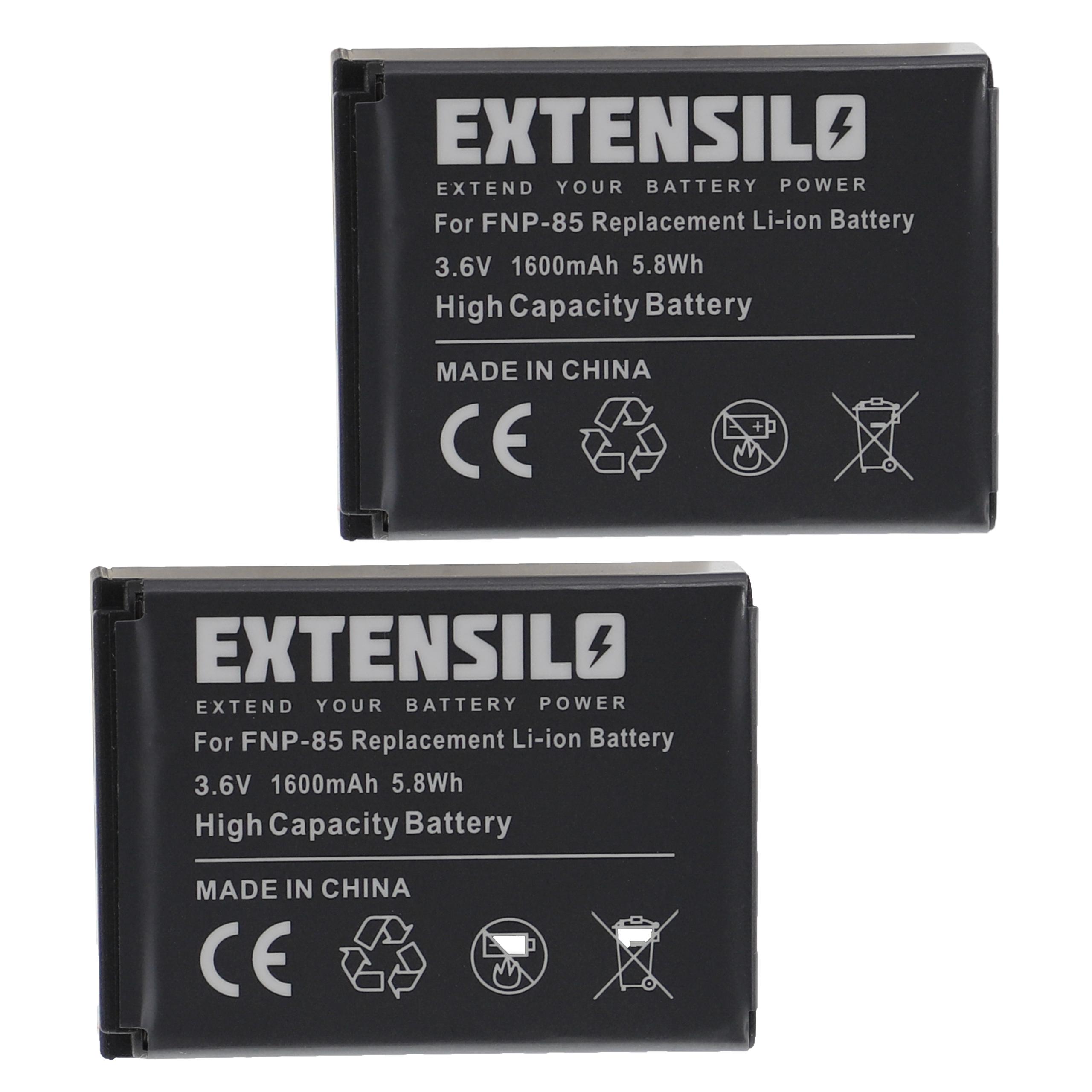 2x Baterias EXTENSILO para Aiptek NP-170, CB-170, Toshiba Camileo - 1600mAh