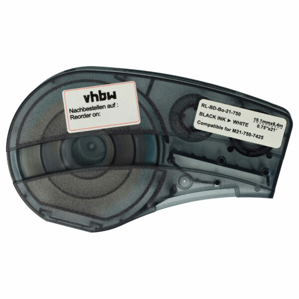 Fita de Etiquetas vhbw Compatível Brady M21-750-7425 - 19,05 mm Preto sobre Branco