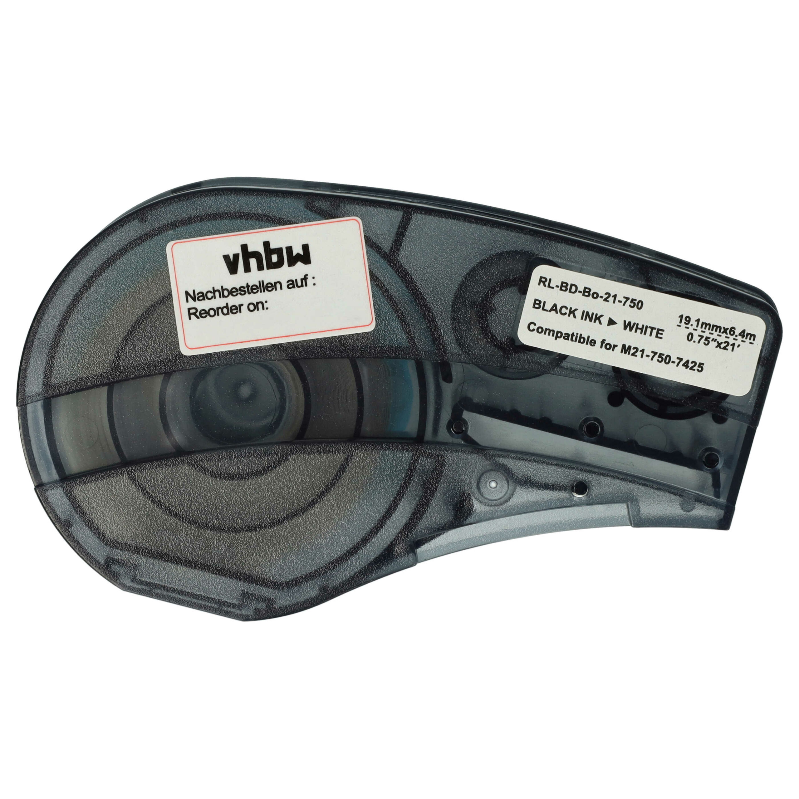Fita de Etiquetas vhbw Compatível Brady M21-750-7425 - 19,05 mm Preto sobre Branco
