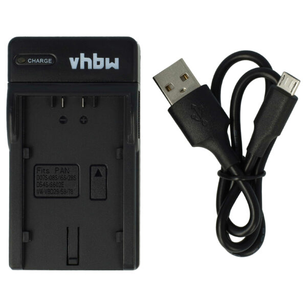 Carregador Câmara Fotográfica Micro-USB + Cabo vhbw - Compatível Grundig, Hitachi, Leica, Panasonic