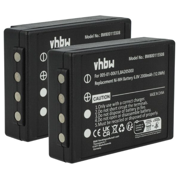 2x Baterias vhbw para Controlo Remoto HBC 005-01-00615 / Putzmeister - 2000 mAh