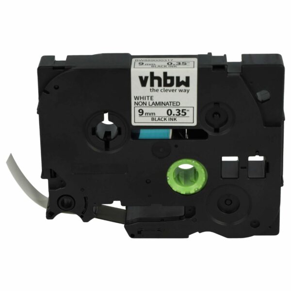 Fita de Etiquetas compatível com Brother TZE-N221 - 9 mm Preto sobre Branco