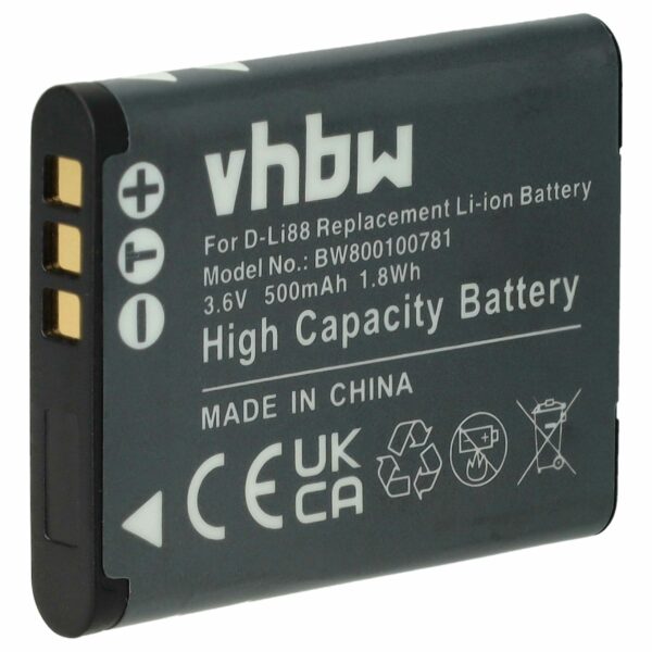 Bateria vhbw compatível com Panasonic VW-VBX070E, VW-VBX070 - 500mAh, 3.6V, Li-Ion