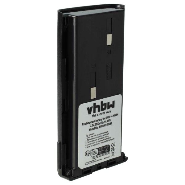 Bateria vhbw para Rádio Kenwood/Bidatong BD-15-L - 2000 mAh 7.2 V NiMH