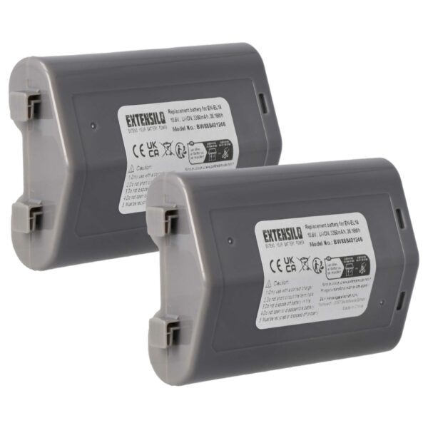 2x Bateria compatível Nikon EN-EL18 - 3350mAh, 10.8V, Li-Ion EXTENSILO