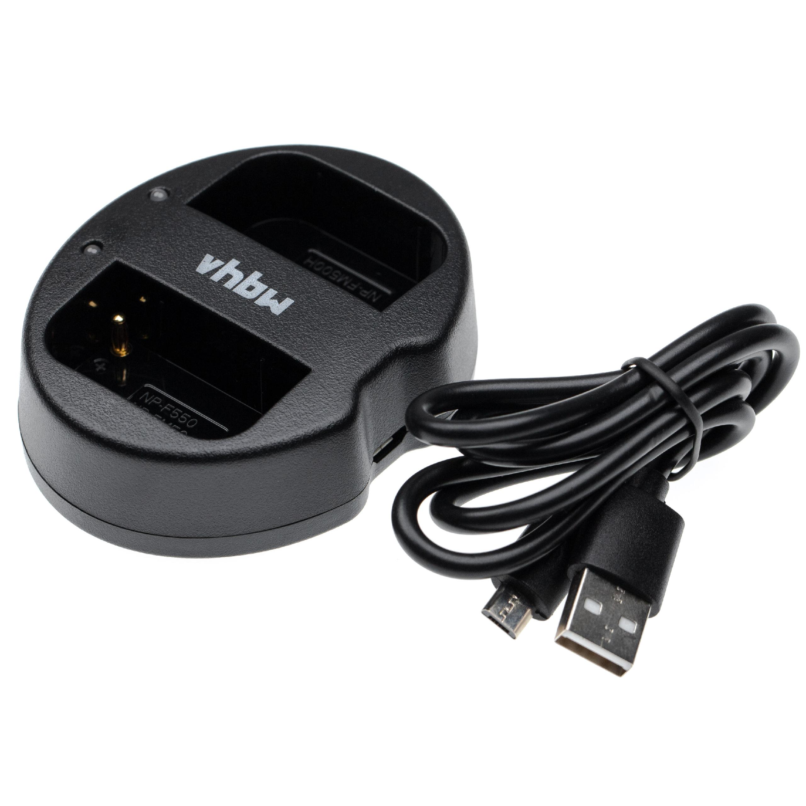 Carregador Micro-USB com Cabo para Câmaras Digitais Grundig, Panasonic, Nikon, Blaupunkt - vhbw
