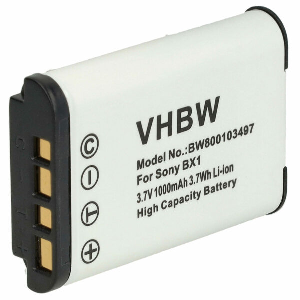 Bateria vhbw compatível com Sony NP-BX1 - 1000mAh, 3.6V, Li-Ion